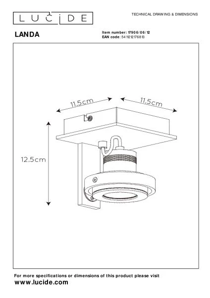 Lucide LANDA - Plafondspot - LED Dim to warm - GU10 - 1x5W 2200K/3000K - Mat chroom - technisch